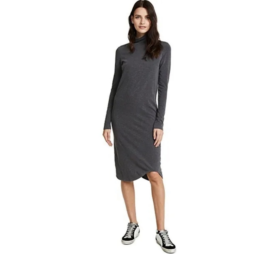 Nwt SUNDRY Anthropologie Gray Mock Neck Long Sleeve Casual Lounge Dress 9172
